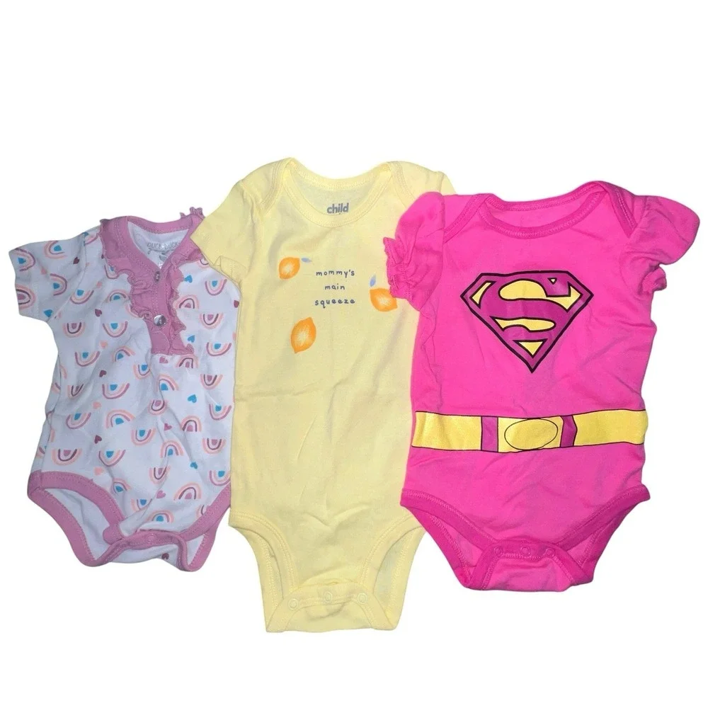 Bundle Of 7 Baby Girls One Piece Outfits‎ Bodysuit 3-6M Tutu Hearts Love Rainbow